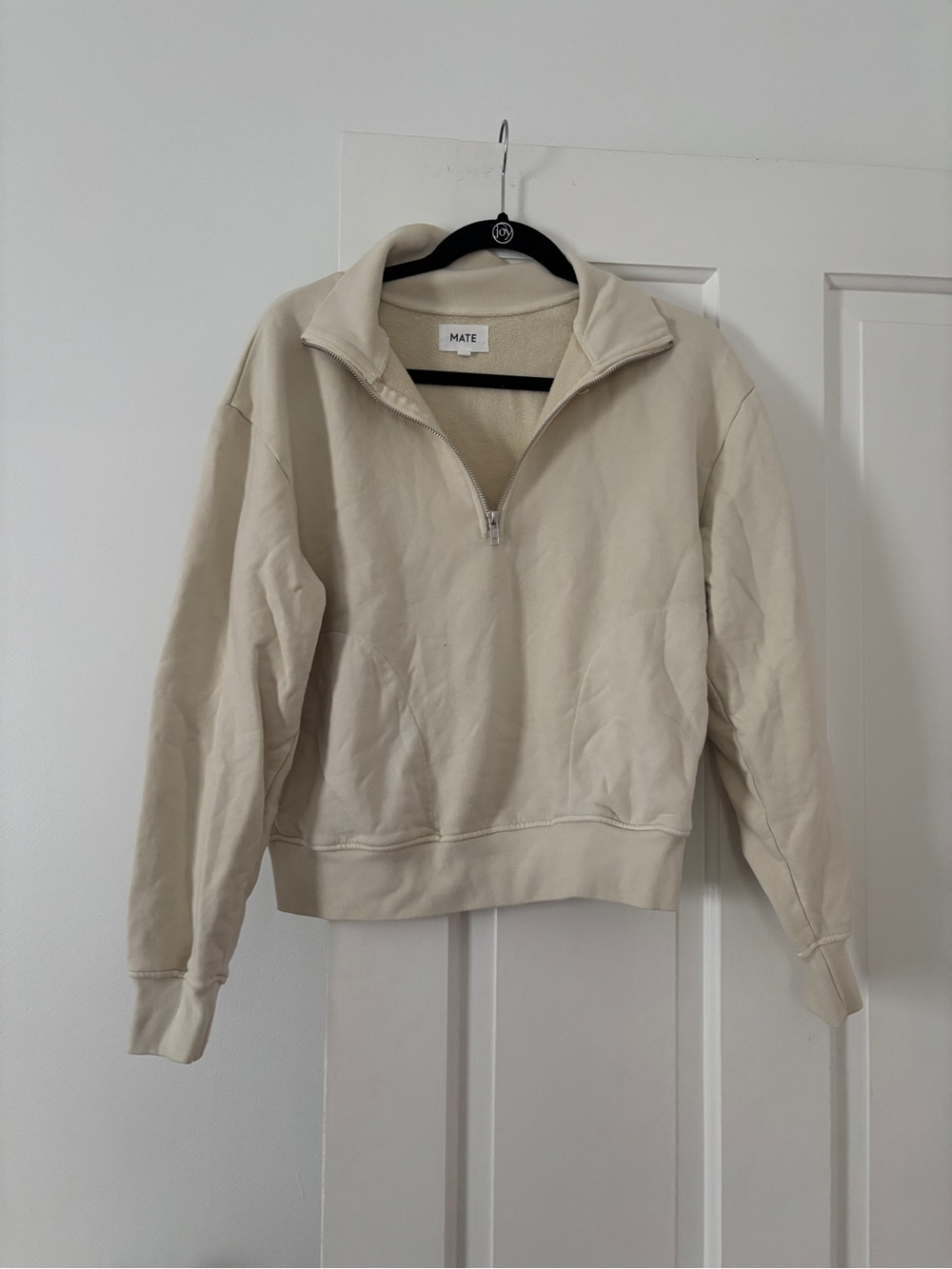 MATE Cream Half-Zip Pullover Sweatshirt in Bone